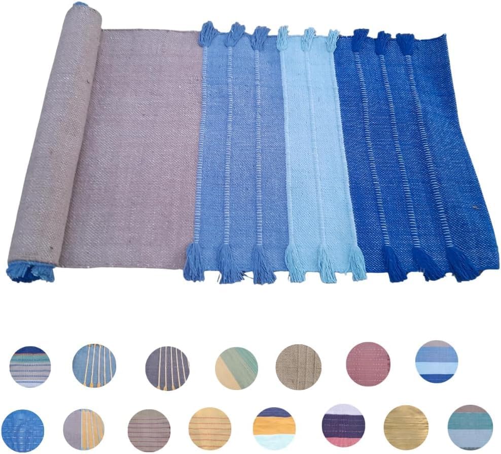 Jaipur Art & Rugs Cotton Yoga Rug - Eco-Friendly Hand-Woven Thick Mat (24”x72”x5mm) for Everyday Fitness at Home - Comfortable & Extra-Long - Colors B