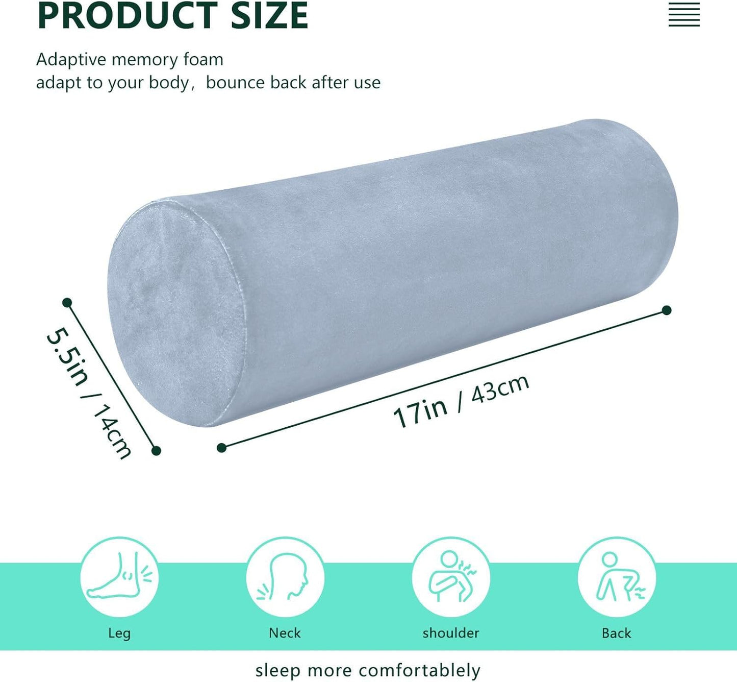 Yuiboo Bolster Pillow Yoga Beige Firm Neck Roll Pillow 5.5" x 17" Small Round Pillows Decorative Throw Pillows Cylinder Body Pillow Cover Back Support Pillow