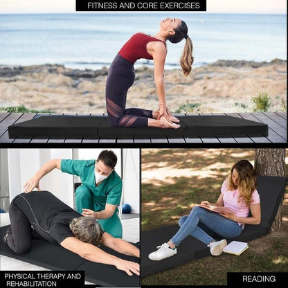 SONU SPORTS CO. SPORTS GOODS Bip Washable Yoga High Destiny Foam Foldable Mat for Men and Women, 72 X 24X 22 Mm, 22 Mm Thick Mat (Black)
