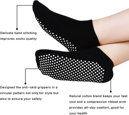 ELUTONG Pilates Non Slip Grip Socks for Women 1-4 Pairs Yoga Barre Ballet Workout Hospital Grippy Sock