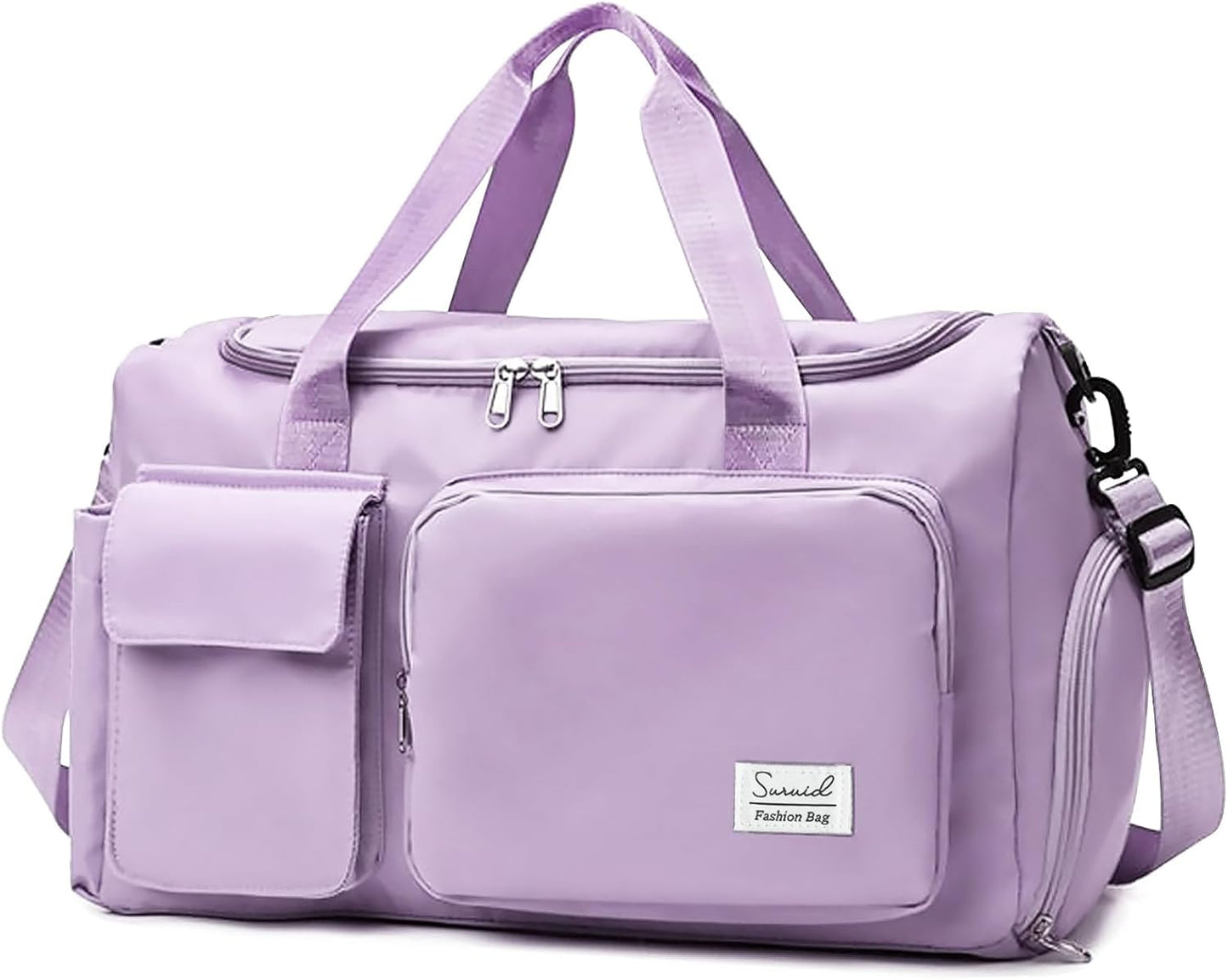 Suruid Travel Yoga Duffel Bag with Shoes Compartment Sports Gym Handbag with Dry Wet Separated Pocket for Training Men and Women, Overnight /Weekender Bag - Pink
