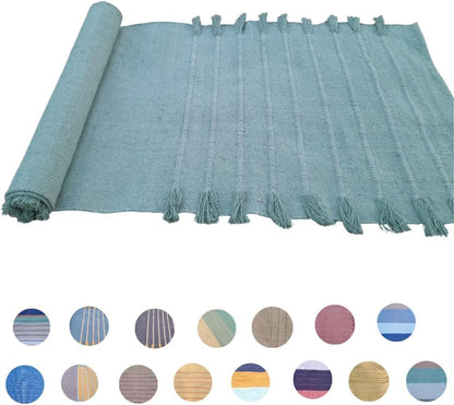 Indian Handmade100 % Organic Anti Skid Multi Colour Cotton Yoga Mat - Eco-Friendly Hand-Woven Rug - Non-Slip & Thick (24”x72”x5mm) for Hot yoga & Everyday Fitness at Home - Comfortable & Foldable Extra-Long Mat