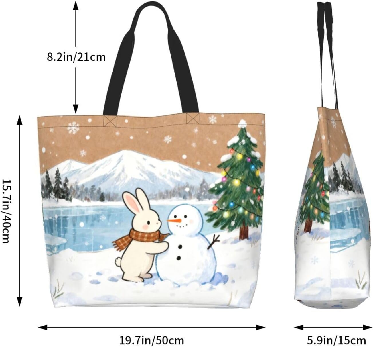 Tote Shoulder Bag Large Durable Reusable Eco-friendly Handbag Lightweight Stylish for Daily Use-19.7x15.7x5.9 Inch - Colors B