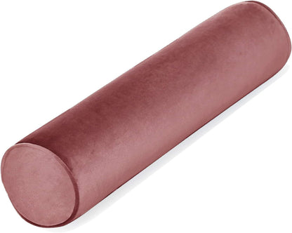 Tinbolunce Memory Foam Roll Pillow for Knee/Leg/Neck - Full Moon Bolster/Round Cylinder Pillow for Sleeping on Side or Back - Removable Cooling Cover Length 18" x 6" Diameter (Gray Pink)