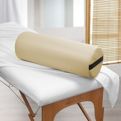 Saloniture Jumbo Round Massage Table Bolster Pillow Pad - 26 x 9 Inch - Black