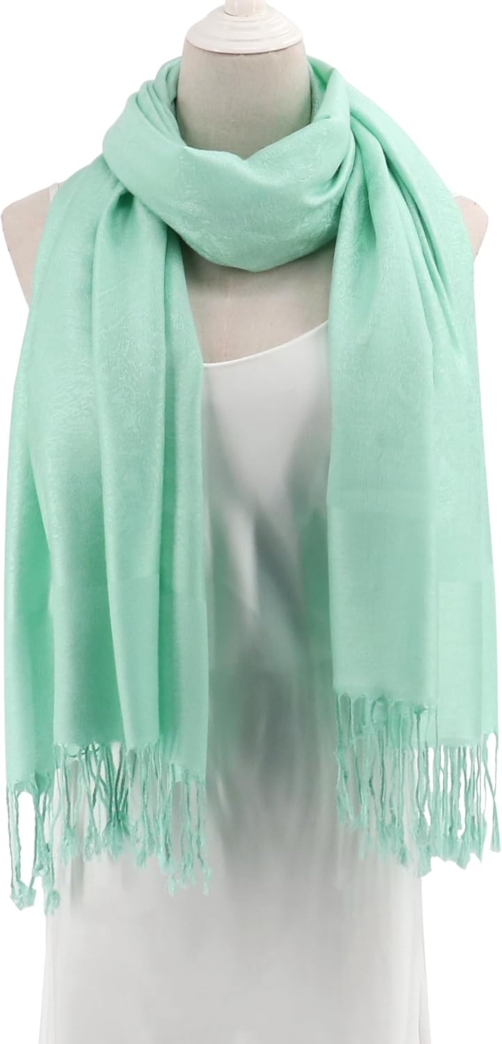 vimate Silky Paisley Pashmina Shawl Scarf-Women's Soft Double-side Jacquard Pashminas Wrap for Evening Dress Travel Shawl