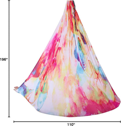 F.Life Aerial Yoga Hammock kit- Yoga Swing Multicolor 5 yards-Flying Yoga Include Daisy Chain,Carabiner and Pose Guide