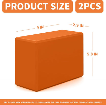 Yoga Blocks 2 Pcs, 9"x6"x3" Yoga Brick Foam Blocks EVA Foam Block Yoga Props Accessories for Yoga Pilates Stretching and Meditation