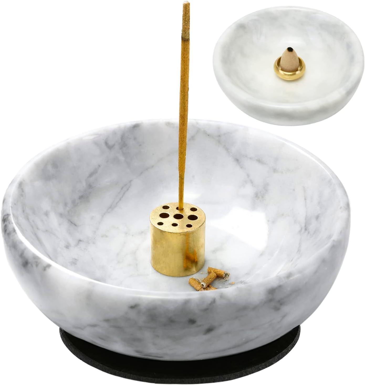 Vrupin Natural Marble Incense Burner, Handmade Incense Stick Incense Burner Reflux Burner, Ideal for use in Meditation, Incense Smokers and Decoration. (Black)