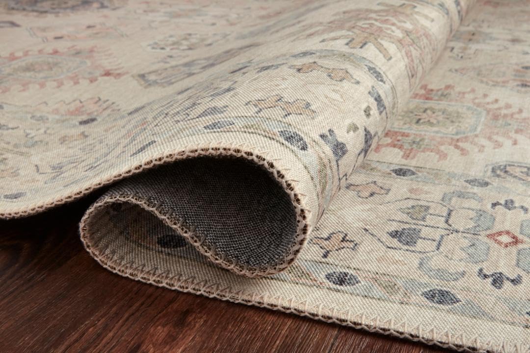 Loloi Hathaway Collection HTH-06 Blush/Multi 2'-6" x 7'-6", .25" Thick, Runner Rug, Soft, Durable, Printed, Modern, Low Pile, Non-Shedding, Easy Clean, Living Room Rug