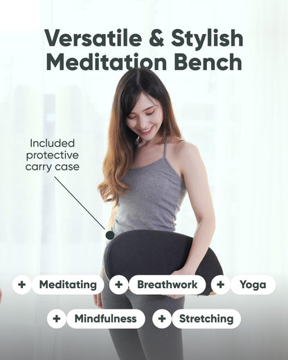 Mindful Modern Folding Meditation Bench - Bamboo Kneeling Stool with Locking Magnetic Hinges - Portable Cross Legged Folding Seiza Chair w/Travel Bag