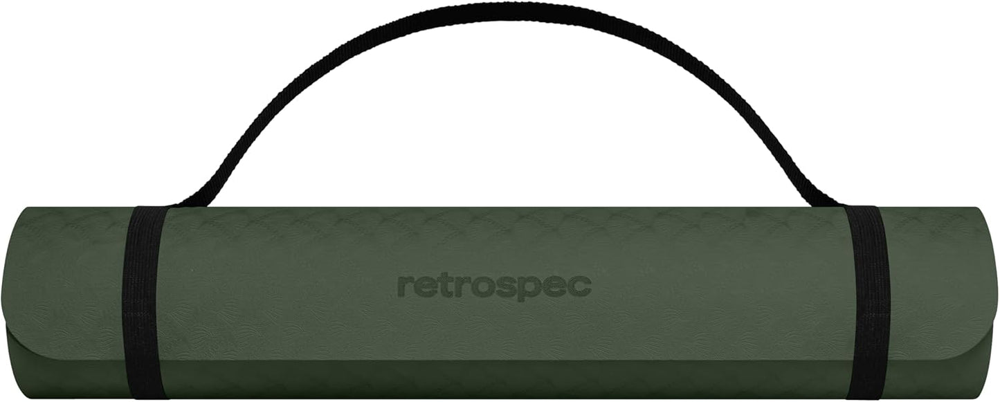 Retrospec Zuma Yoga Mat 6mm Thick Non-Slip TPE Exercise Mat | Cushioned Workout Mat for Yoga Pilates and Home Stretching | 72 x 24 with Carrying Strap