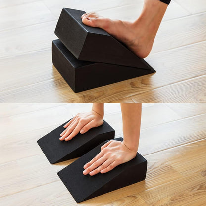 StrongTek Yoga Foam Wedge Blocks (Pair) Soft Wrist Wedge, Supportive Foot Exercise Accessories, For Balance, Strength, Stretch, Pilates, Fitness, Squat, Pushup, Plank, EVA Riser Block