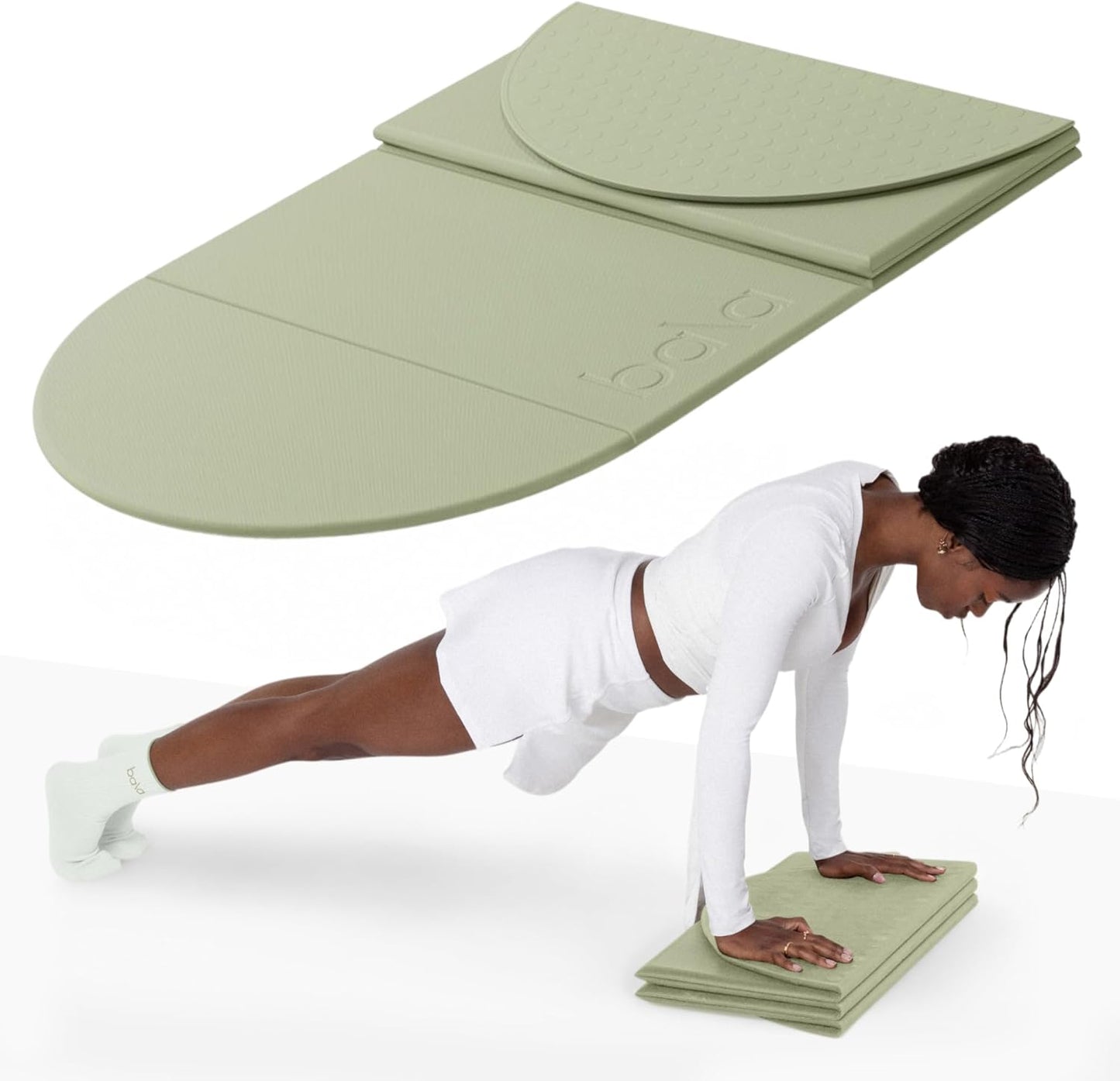 Bala Compact Workout Mat for Gym - 12MM Thick Slip-Resistant, Sweat Absorbing, & Foldable Yoga Mat for Pilates, Core Training & Exercise - Home Fitness Essentials for Women & Men - Travel-Friendly