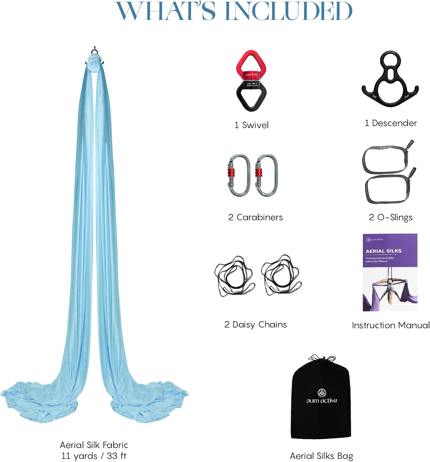 Aerial Silks Yoga Swing Kit 11 Yards | Durable for Home Gymnastics Acrobatic Flying Yoga | Tricot Fabric with Hardware, Swivel & Guide(Rigging Point Up to 18ft)