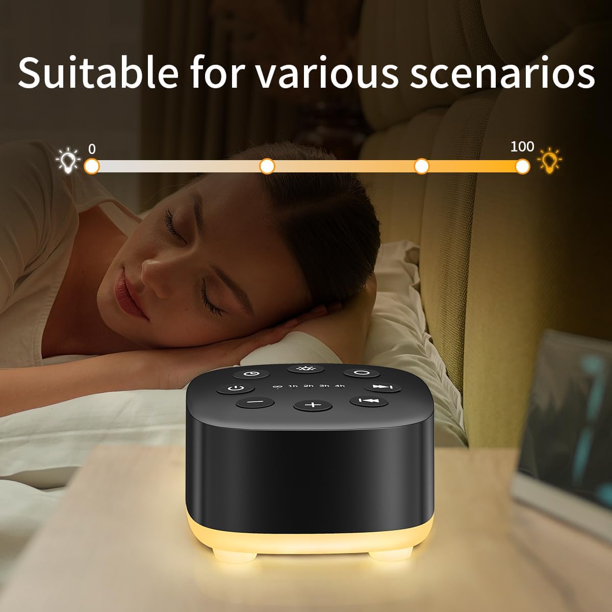 Meditation White Noise Sound Machine 30 Soothing Sounds with 32 Volume Control 12 Night Light 5 Timers Portable Sleep Machine for Travel Powered by AC or USB Sleep Therapy for Baby Kids Adults (White)
