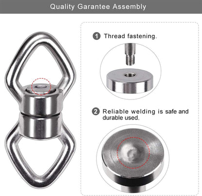 BeneLabel Dual Hanging Rings Hammock Swing Hanger, Swivel Stainless Steel Mounting Bearing Set D Shape Open Loop for Indoor Outdoor Playground Chair Yoga Rope Punching Bag Sandbag