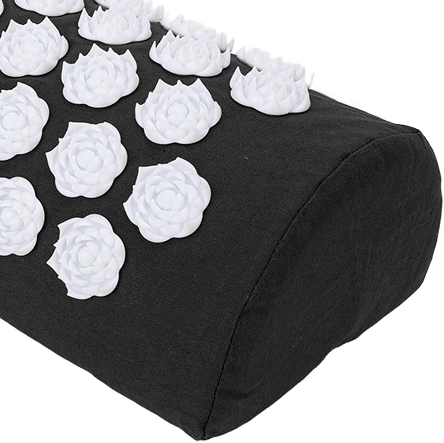 Acupressure Pillow for Neck, Acupressure Massage Pillow, Floral Stimulation Design ABS and Cotton Material Great Yoga Meditation(Black)