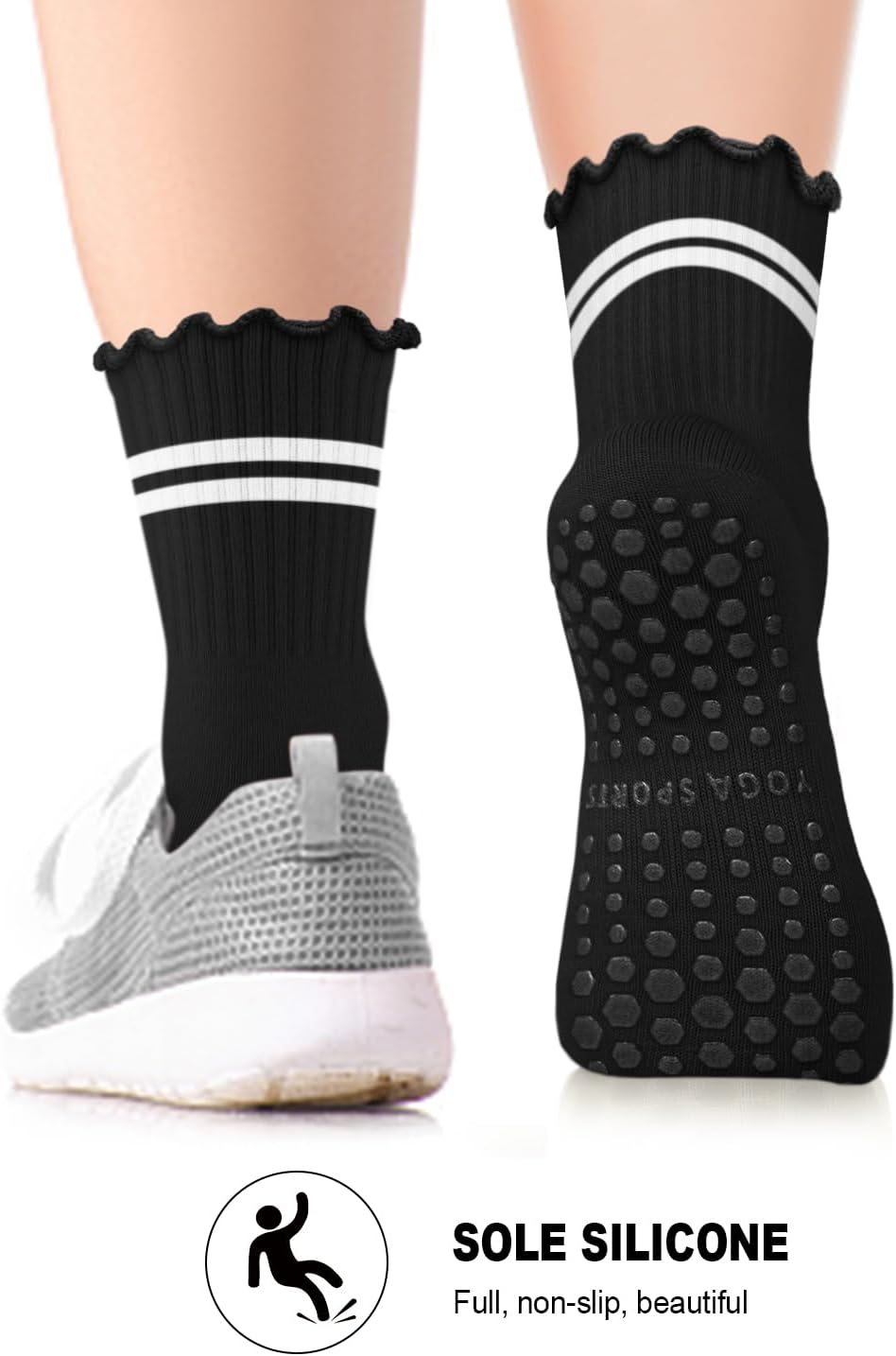 3/6 Pairs Grip Pilates Socks for Women, Non-slip Yoga Athletic Socks for Barre Ballet Barefoot Workout Hospital