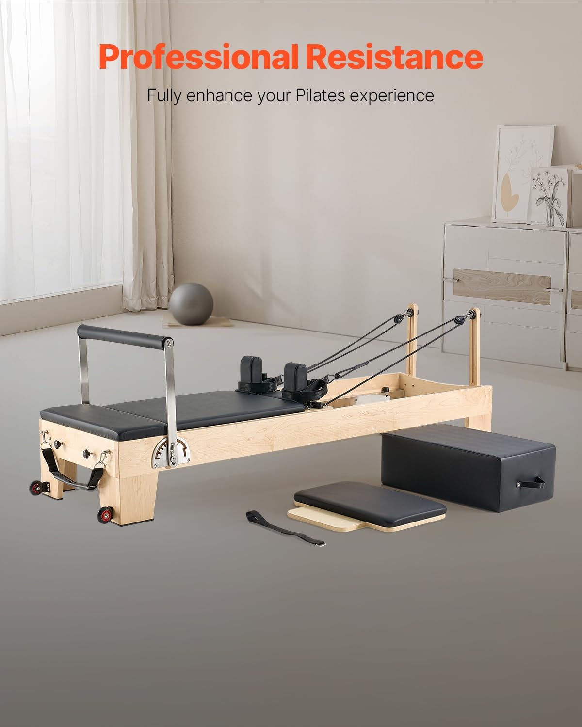 VEVOR Pilates Reformer, Reformer Pilates Machine with Cadillac Trapeze Table or Tower & Mat, Pilates Equipment for Home Workout and Studio, Includes Jump Board，Sitting Box