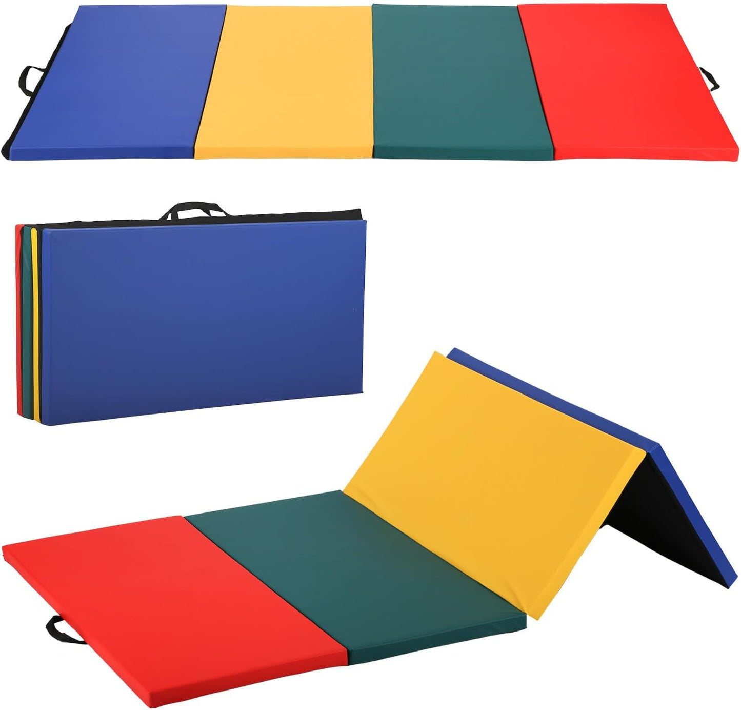 Gymnastics Mats Foldable Tumbling Mats Portable Gymnastics Exercise Mat Thick Gymnastics Tumbling Mats Pad Home Exercise Panel Mat With Carrying Handles