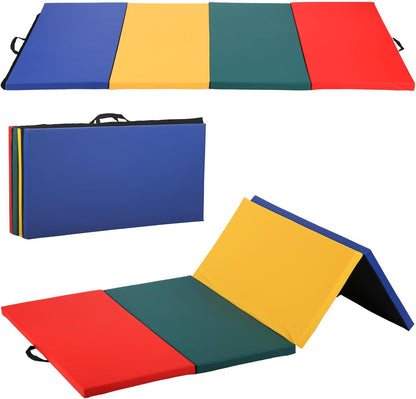 Gymnastics Mats Foldable Tumbling Mats Portable Gymnastics Exercise Mat Thick Gymnastics Tumbling Mats Pad Home Exercise Panel Mat With Carrying Handles