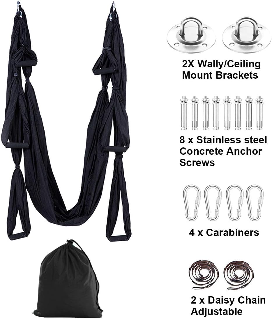 Aerial Trapeze Yoga Hammock Kit - Ultra Strong Antigravity Yoga Flying Sling Inversion Swing Tool Set