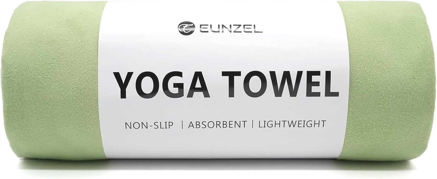 Eunzel Hot Yoga Towel Non Slip Yoga Mat Towel Non-Slip Sweat Absorbent Towel for Hot Yoga, Pilates and Workout 72" x 26.5", Blue