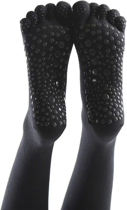 Verdancy Yoga Pilates Toe Socks - Toeless With Grips for Women, Non-Slip Cushioned Over Knee Thigh High