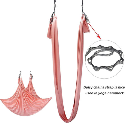 PRIOR FITNESS 2pcs Nylon Daisy Chain Straps for Aerial Yoga Hammock Swing Adjustable Aerial Silk Extender Strap Rope Anti-Gravity Yoga Extend Belts