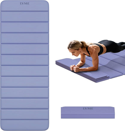 Extra Thick Foldable Yoga Mat,76" x 26" (10mm), SGS Certified TPE, Non-Slip & No Smell, 12-Fold Design for Ultra Portability And Easy Storage | for Yoga, Gym, Pilates, and Home Workouts