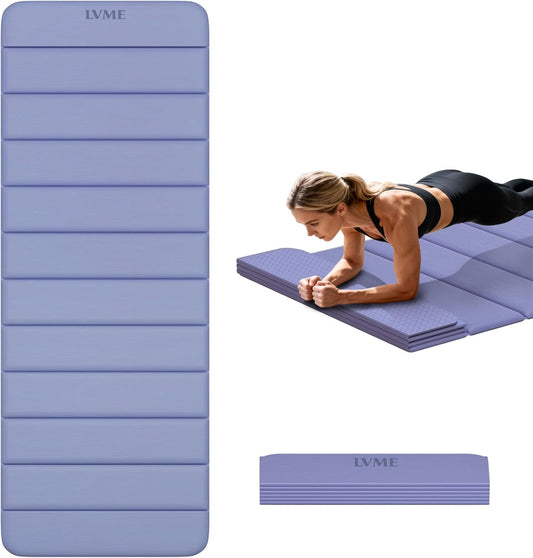 Extra Thick Foldable Yoga Mat,76" x 26" (10mm), SGS Certified TPE, Non-Slip & No Smell, 12-Fold Design for Ultra Portability And Easy Storage | for Yoga, Gym, Pilates, and Home Workouts