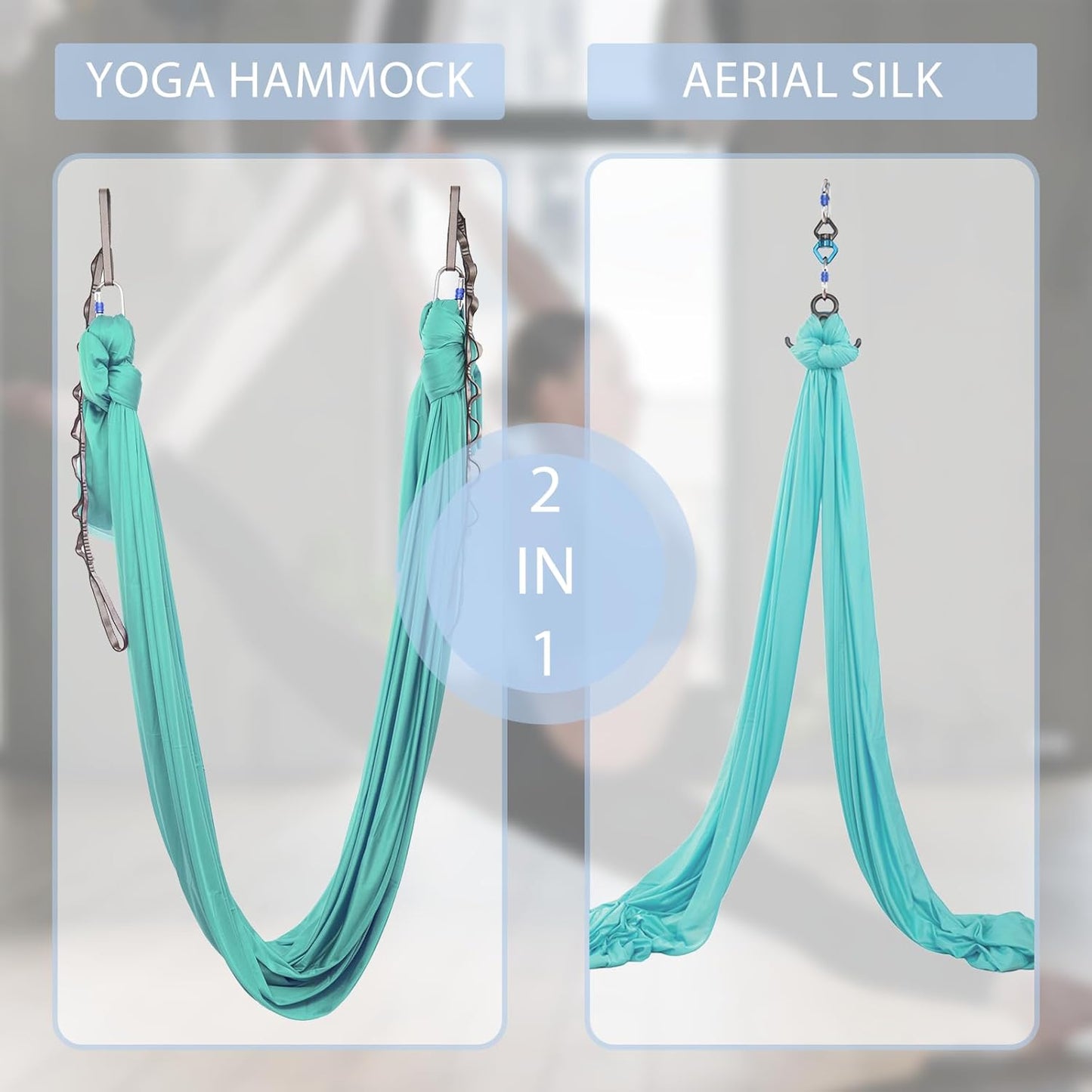 11 Yards Aerial Silks Yoga Swing Set - Aerial Yoga Hammock Kit Anti-Gravity Flying for Fitness, Low/Non Stretch Nylon Tricot Fabric Hardware Included for Dance