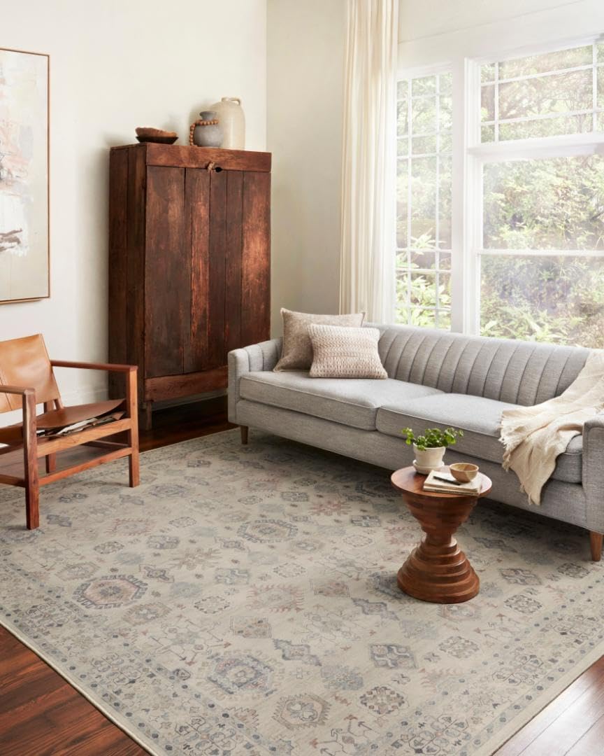 Loloi Hathaway Collection HTH-06 Blush/Multi 2'-6" x 7'-6", .25" Thick, Runner Rug, Soft, Durable, Printed, Modern, Low Pile, Non-Shedding, Easy Clean, Living Room Rug