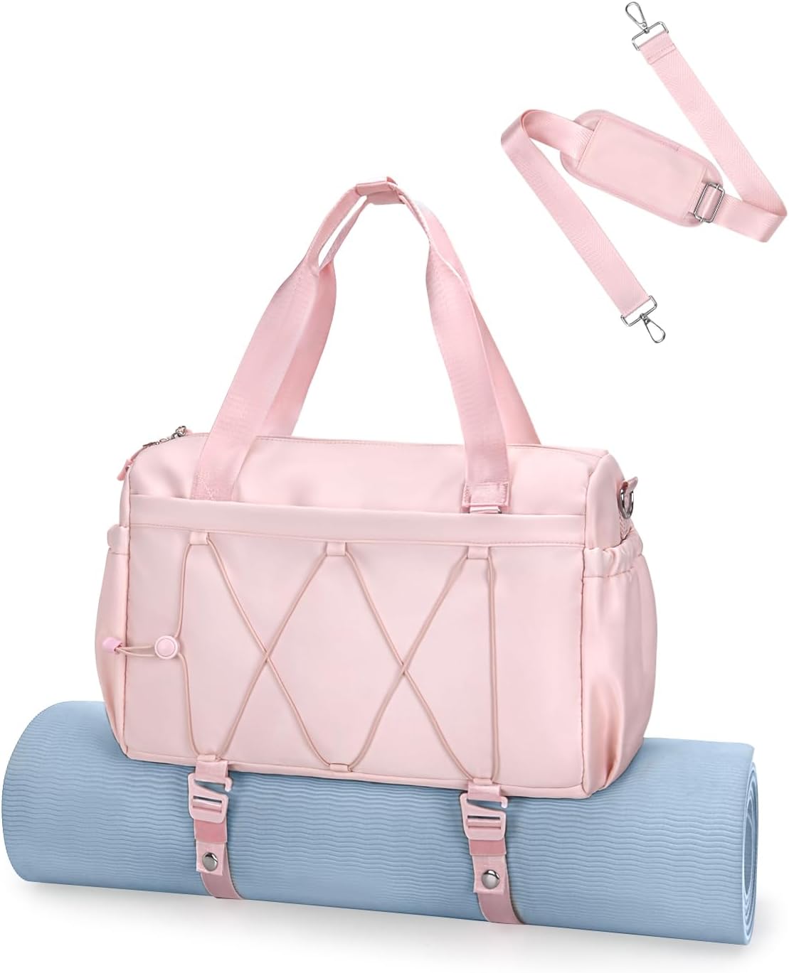 Small Gym Bag for Women with Yoga Mat Holder and Wet Compartment, Mini Gym Duffle Bag Yoga Bag with Water Bottle Pocket for Workout Travel, Green