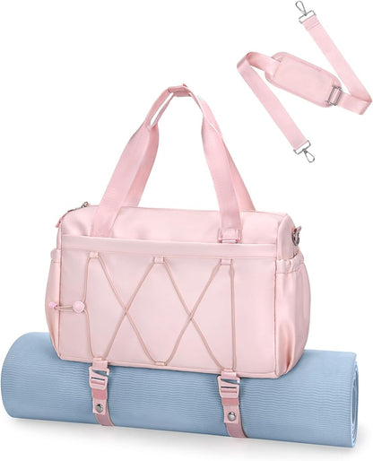 Small Gym Bag for Women with Yoga Mat Holder and Wet Compartment, Mini Gym Duffle Bag Yoga Bag with Water Bottle Pocket for Workout Travel, Green