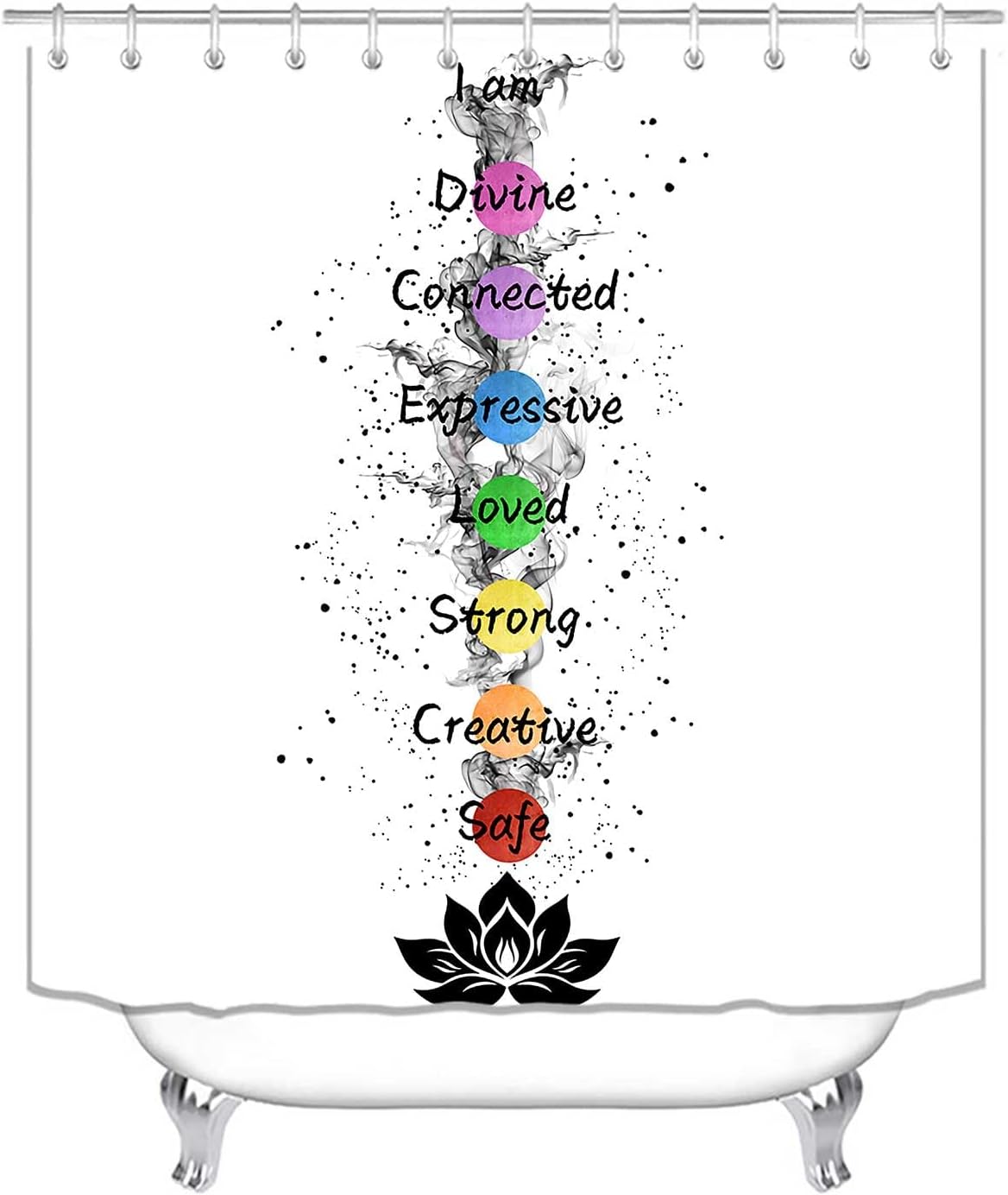 4PCS Spa Zen Shower Curtain Sets with Rugs, White Shower Curtain, Pink Floral Orchid Lotus Water Lily Stone Bamboo Water Reflection Yoga Massage Relaxing Spiritual Meditation Bathroom Decor