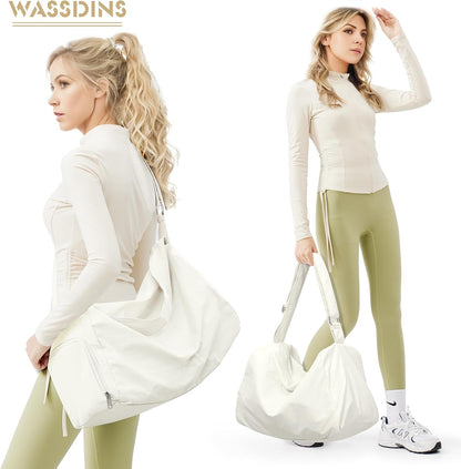 Small Gym Bag with Shoe Compartment, Workout Sport Duffle Bag for Women Travel, Waterproof Shoulder Overnight Bags Lightweight Carry on Tote Bags for Swim, Yoga, Dance