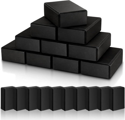 10 Pcs Foam Eva Yoga Blocks Non Slip Lightweight Bricks Yoga Bulk Supportive Blocks Prop Accessories for Pilates Stretching and Meditation Women Men Yogi Beginners, Black