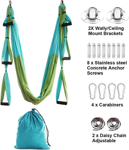 Aerial Trapeze Yoga Hammock Kit - Ultra Strong Antigravity Yoga Flying Sling Inversion Swing Tool Set