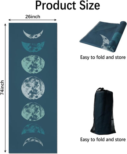 Hot Yoga Mat Towel with Corner Pockets Yoga Towels for Hot Yoga Non Slip with Travel Bag Sweat Absorbent Yoga Blankets Mat Cover for Workout Gym 70"x26" (Mountain-01, 70x26)