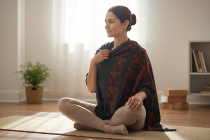 Handloom Wool Meditation Shawl, Oversized Wrap Throw, Gift for Men and Women