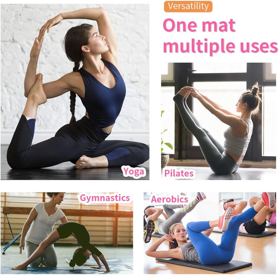Gymnastics Tumbling Mat Portable Gymnastics Mat Foldable Tumbling Mat 2ft W 6ft L/4ft W 6ft L/4ft W 8ft L/4ft W 10ft Exercise Mat Yoga Mat with Carrying Handles for Yoga Gymnastics