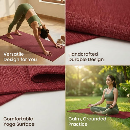 LFH Home Handmade Cotton Yoga Mat Cotton Rug picnic mat For Exercise, Workout, Fitness - Perfect Heavy Quality Eco Friendly Natural Cotton Woven Reversible Yoga Mats for Men & Women - 72x26 Inch.