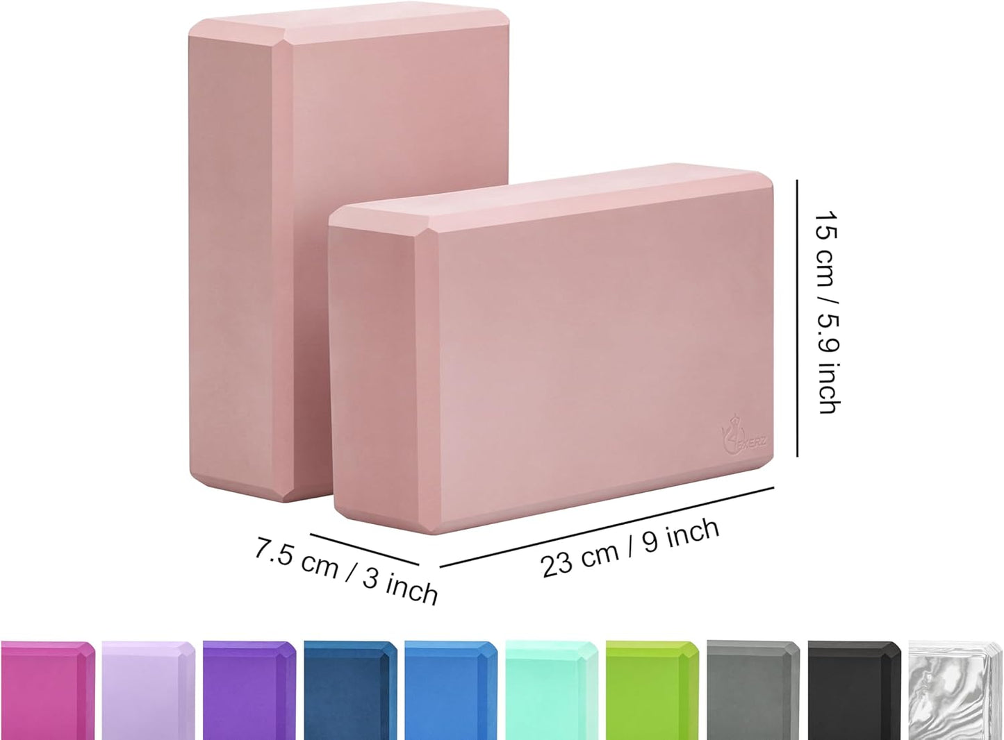 EXERZ Yoga Blocks 2 pack, Gym Blocks, Exercise Workout Fitness Bricks, Pilates Stretch Handstand Non-Slip