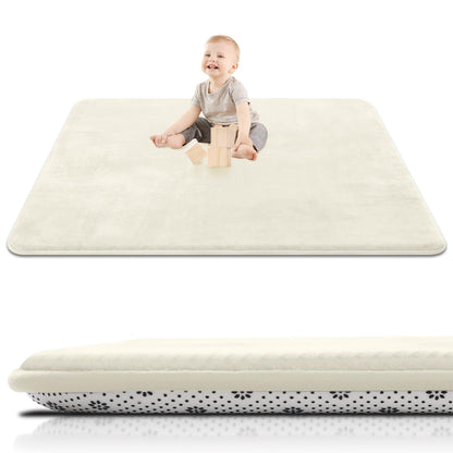 Large Thick Baby Play Mat for Floor,Padded Foam 59x79 Playpen Mat,Soft Support&Plush Feel Nursery Kids Rug,Non Slip for Toddler,Infants,Kids Playroom,Yoga,Baby Crawling,Tummy Time (Light Grey)