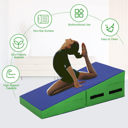 Gymnastics Wedge, 48x24 Inch Wedge Mats for Gymnastics, Gymnastics Wedge Mat with Non-Slip PVC Surface and Handle, Cheese Mat for Gymnastics for Exercise, Yoga, Kids Home Gym Fitness, Cheese Mat