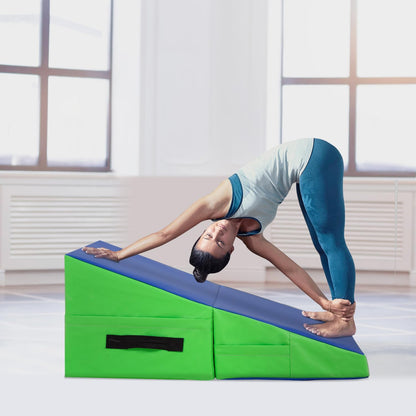 BestMassage Gymnastics Mat Incline Mat Tumbling Mat Folding Gymnastic Tumbling Mat Indoor/Outdoor Exercise Mat Home Gym Yoga Mat with Handle