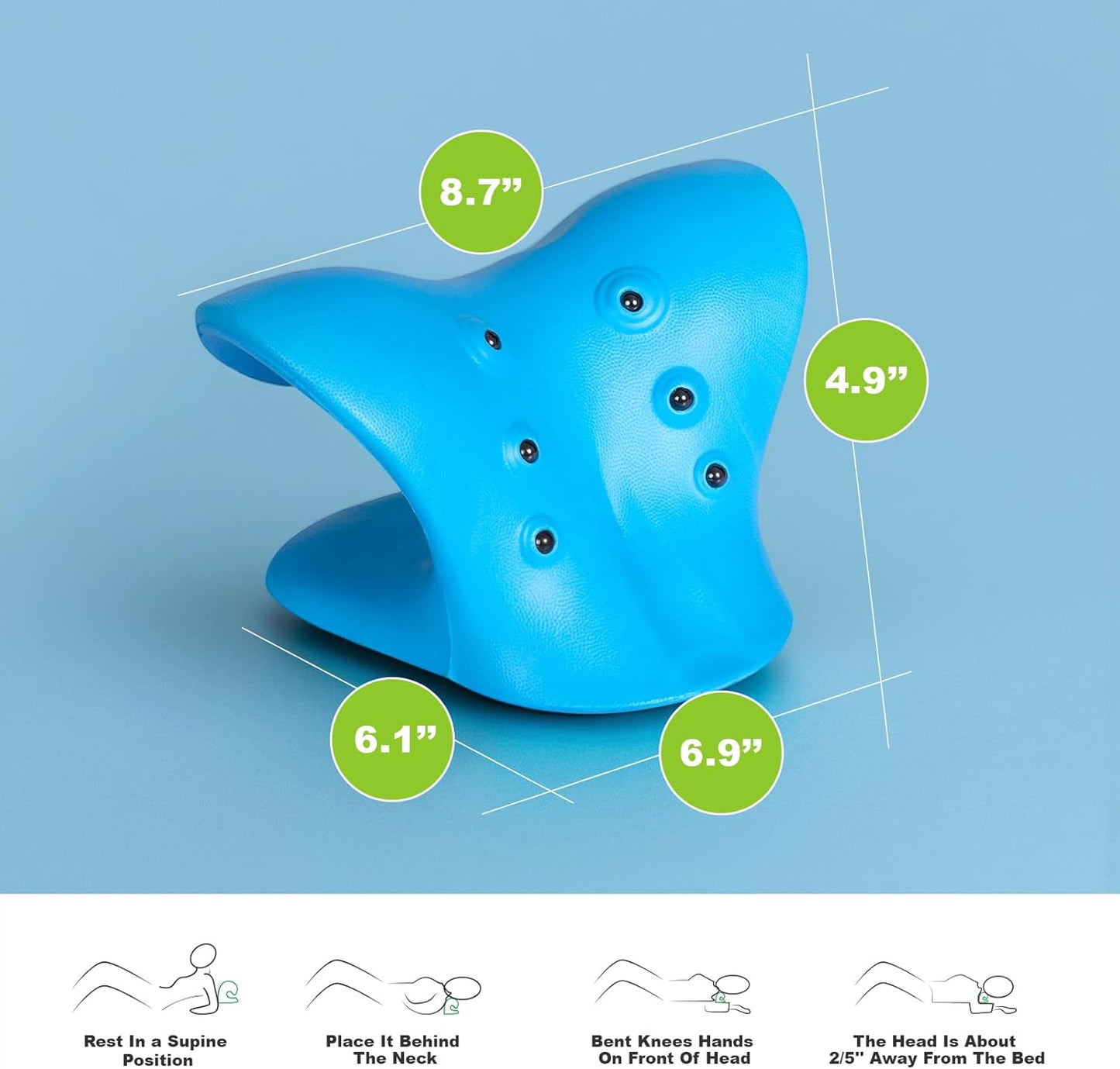Neck Stretcher Cervical Traction Pillow with Magnetic Therapy Acupressure, Neck and Shoulder Relaxer for TMJ Pain Relief, C-Shaped Arch Design Chiropractic Pillow, Spine and Neck Corrector