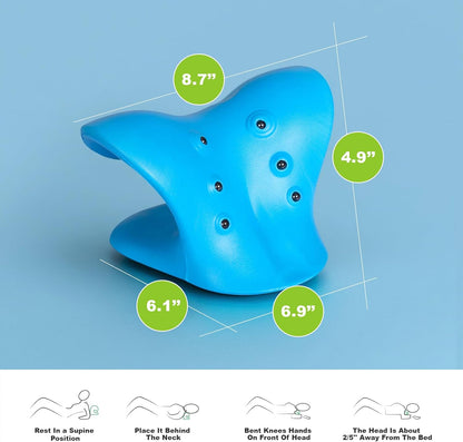 Neck Stretcher Cervical Traction Pillow with Magnetic Therapy Acupressure, Neck and Shoulder Relaxer for TMJ Pain Relief, C-Shaped Arch Design Chiropractic Pillow, Spine and Neck Corrector